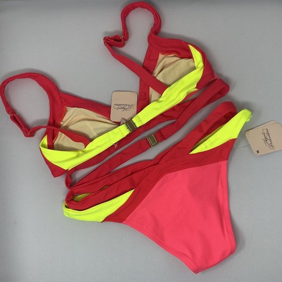 Agent Provocateur Mazzy Red Pink Bikini Set 4/2 NWT - Picture 9 of 11